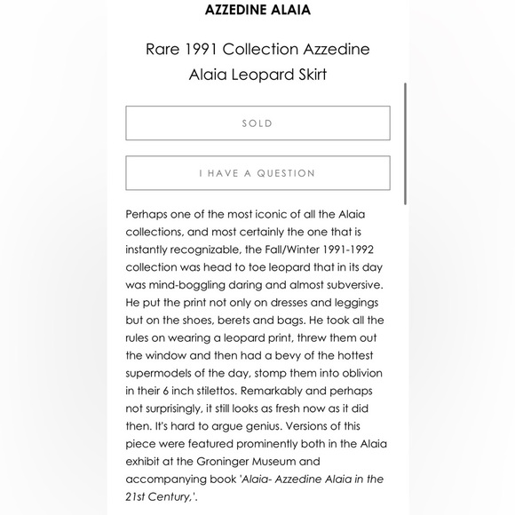 RARE ALAIA Azzedine F/W 1991 Runway leopard print wool midi skirt - Small - Picture 5 of 15